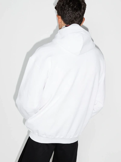 Shop Balenciaga Logo Print Hoodie In White