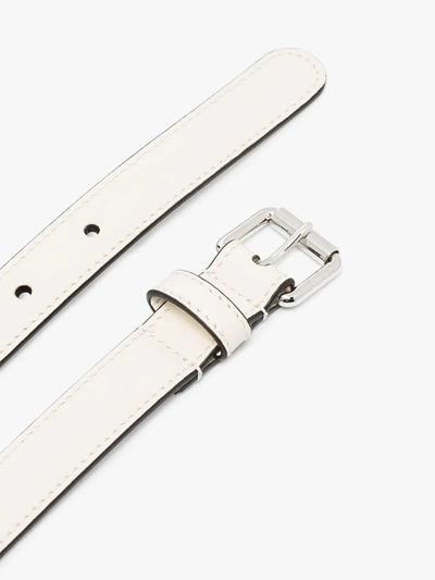 Shop Gucci White Gg Leather Belt