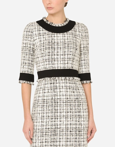 Shop Dolce & Gabbana Tweed Midi Dress In Multicolor