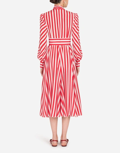 Shop Dolce & Gabbana Striped Crepe De Chine Midi Dress