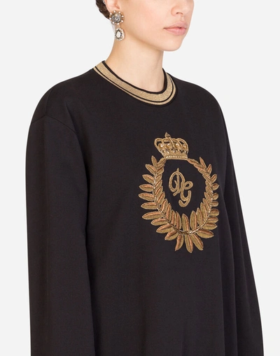 Shop Dolce & Gabbana Jersey Sweatshirt With Laurel Embroidery