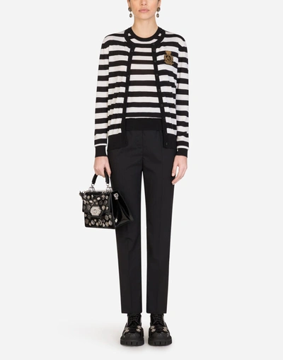 Shop Dolce & Gabbana Sleeveless Cashmere And Silk Sweater In White/black
