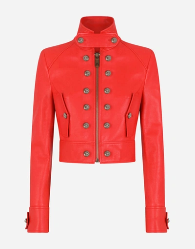 Shop Dolce & Gabbana Short Leather Jacket