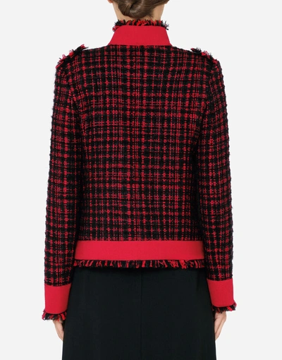 Shop Dolce & Gabbana Cropped Single-breasted Tweed Jacket In Multicolor