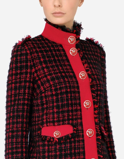 Shop Dolce & Gabbana Cropped Single-breasted Tweed Jacket In Multicolor