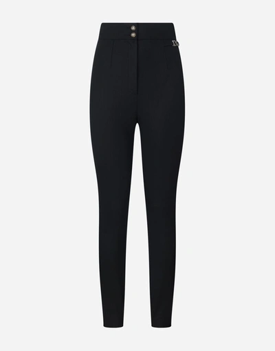 Shop Dolce & Gabbana High-waisted Wool Twill Leggings With Dg Detail