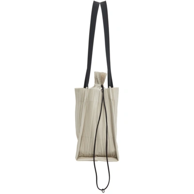 Shop Issey Miyake Pleats Please  Taupe Square Pleats Vertical Bag In 04 Ivory