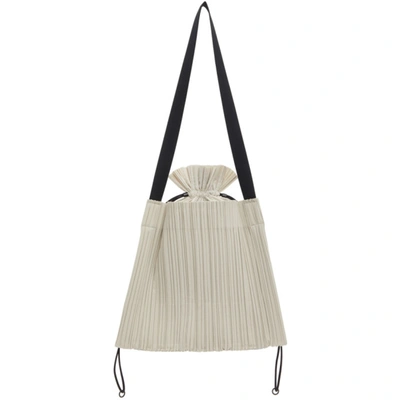 Shop Issey Miyake Pleats Please  Taupe Square Pleats Vertical Bag In 04 Ivory