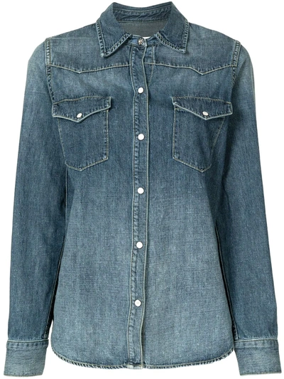 Shop Nili Lotan Classic-collar Denim Shirt In Blue