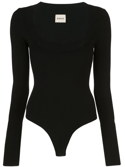 Shop Khaite Kerry Slim-fit Wool Bodysuit In Black