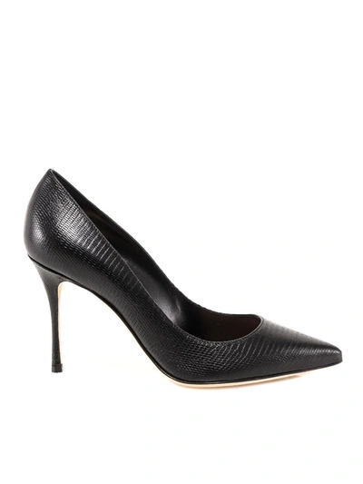 Shop Sergio Rossi Snake Printed Leather Pumps In Black