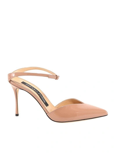 Shop Sergio Rossi Patent Leather Sandals In Beige