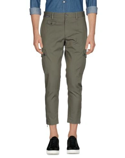 Shop Dolce & Gabbana Man Pants Military Green Size 30 Cotton, Elastane, Polyurethane