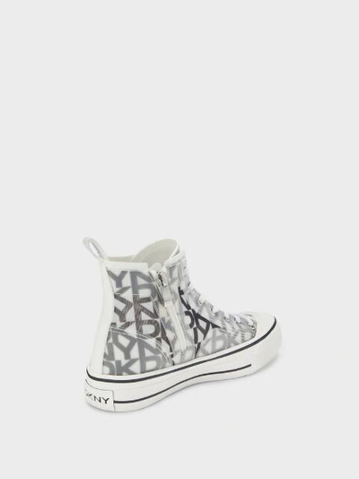 Shop Dkny Unisex Sid Lace Up High-top Sneaker - In White/clear