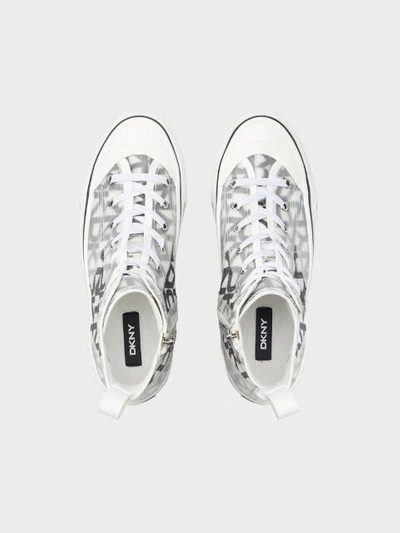Shop Dkny Unisex Sid Lace Up High-top Sneaker - In White/clear