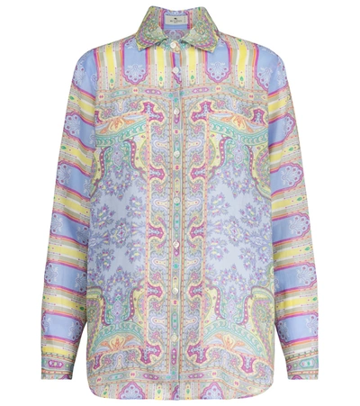 Shop Etro Printed Ramie Shirt In Multicoloured