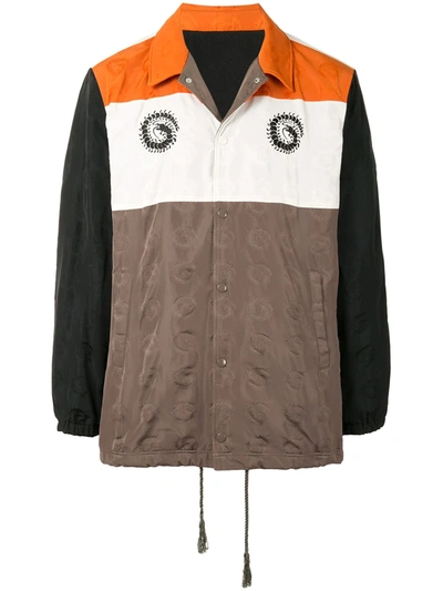 Shop Undercover Colour-block Logo-print Jacket In Brown