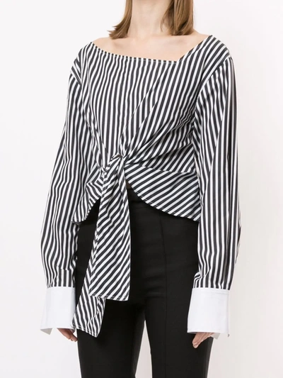 Shop Proenza Schouler Striped Tie Top In Black