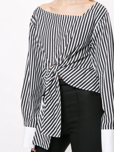 Shop Proenza Schouler Striped Tie Top In Black
