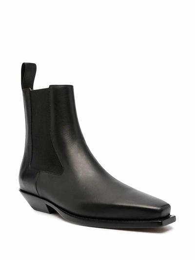 Shop Bottega Veneta Men's Black Leather Ankle Boots