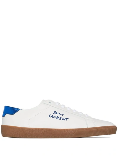 Shop Saint Laurent Men's White Leather Sneakers
