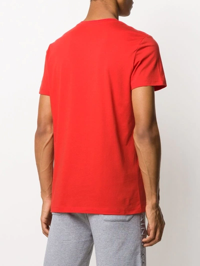 Shop Balmain Logo Flocked T-shirt In Red