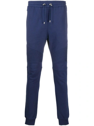 Shop Balmain Cotton Track Pants In Blue