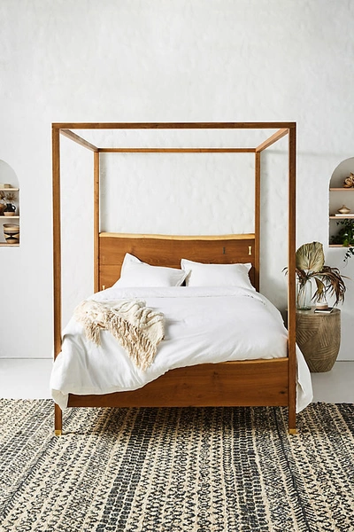 Shop Anthropologie Prana Live-edge Canopy Bed By  In Brown Size Kg Top/bed