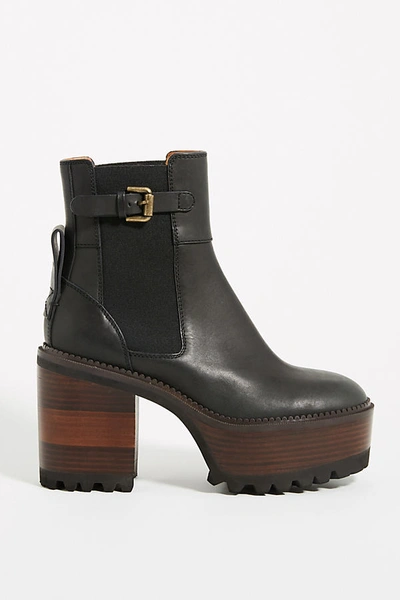 See By Chloé See By Chloe Platform Leather Ankle Boots In Black | ModeSens