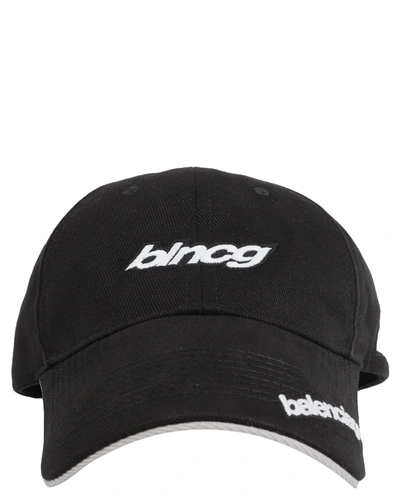 Shop Balenciaga Black Soccer Cap In Nero/bianco