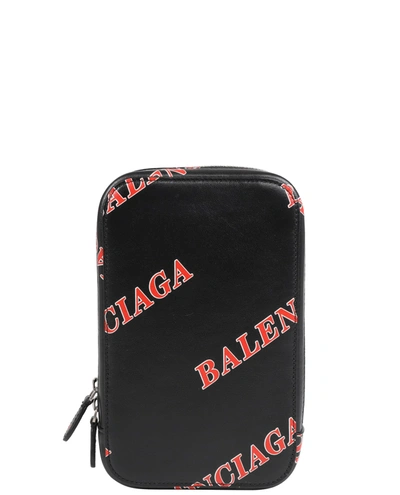 Shop Balenciaga Black Phone Holder In Nero/rosso