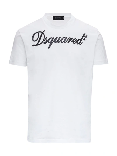 Shop Dsquared2 Cotton T-shirt With Embroidered Logo In White