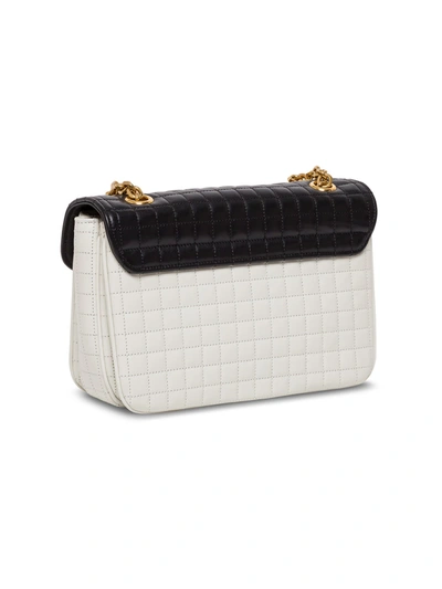 Shop Celine C Crossbody Bag In Bicolor Quilted Leather In White/black