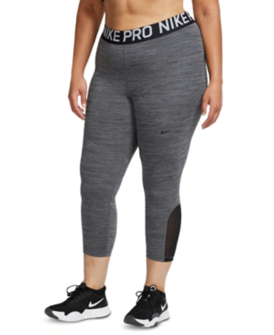 Shop Nike Plus Size Pro Cropped Leggings In Black/blac