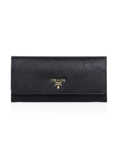 Shop Prada Women's Leather Continental Wallet In Nero