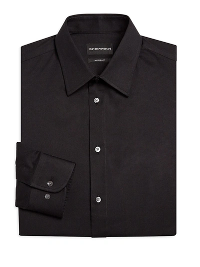Shop Emporio Armani Men's Basic Stretch Modern-fit Dress Shirt In Black
