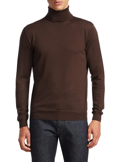 Shop Ermenegildo Zegna Men's Storm Cashmere Turtleneck Sweater In Brown