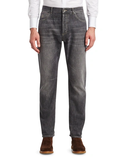 Shop Brunello Cucinelli Men's Leisure-fit Jeans In Dark Grey