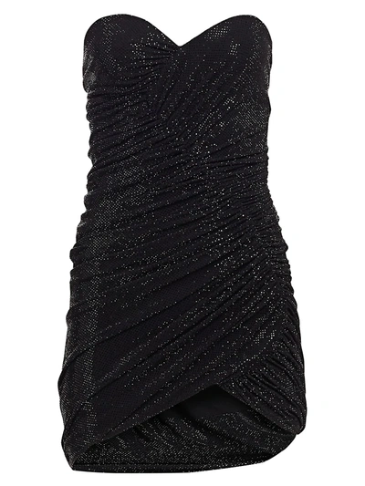 Shop Alexandre Vauthier Women's Microcrystal Strapless Cocktail Dress In Black