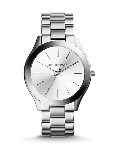 Shop Michael Kors Women's Slim Runway Stainless Steel Bracelet Watch In Silver