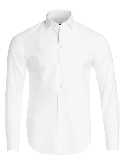 Shop Giorgio Armani Men's Mesh Bib Tuxedo Shirt In White