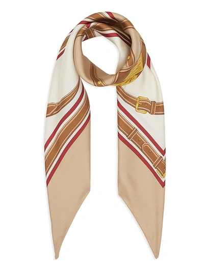 Shop Burberry Women's Two Lovers Archive Belt Silk & Wool Square Scarf In Camel