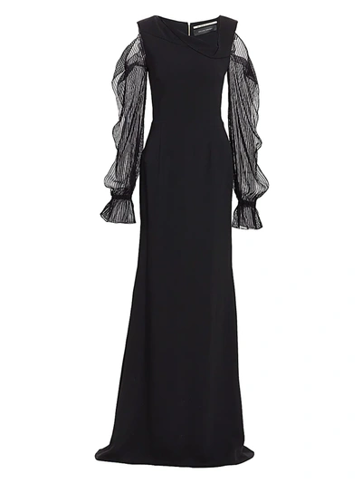 Shop Roland Mouret Women's Cannes Split-sleeve Gown In Black