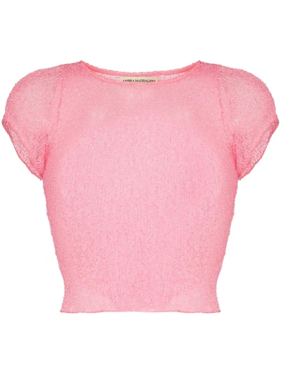 Shop Ambra Maddalena Semi-sheer Cotton T-shirt In Pink
