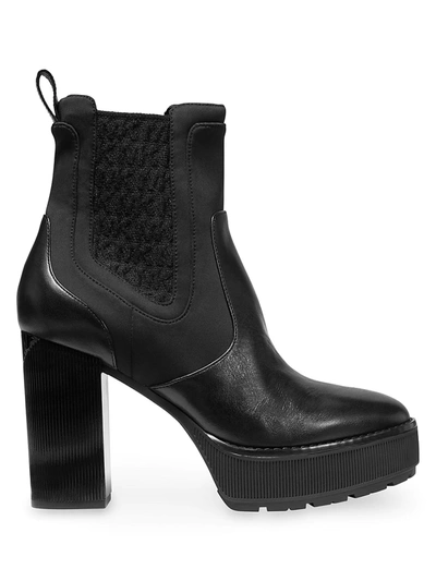 Shop Michael Michael Kors Women's Cramer Platform Leather Booties In Black
