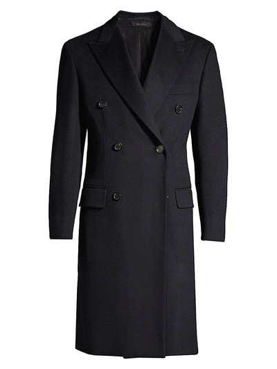 Shop Brioni Men's Db Cashmere Overcoat In Midnight Blue