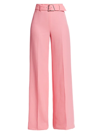 Shop Akris Women's Floriane High-waist Belted Wide-leg Pants In Cherry Blossom