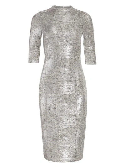 Shop Alice And Olivia Women's Delora Fitted Metallic Dress In Silver