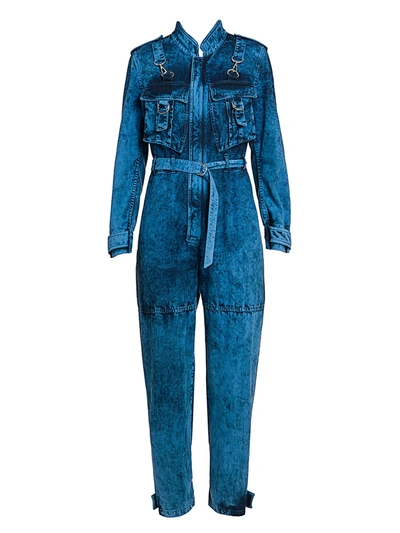 Shop Stella Mccartney Women's Galaxy Organic Denim Jumpsuit In Cobalt