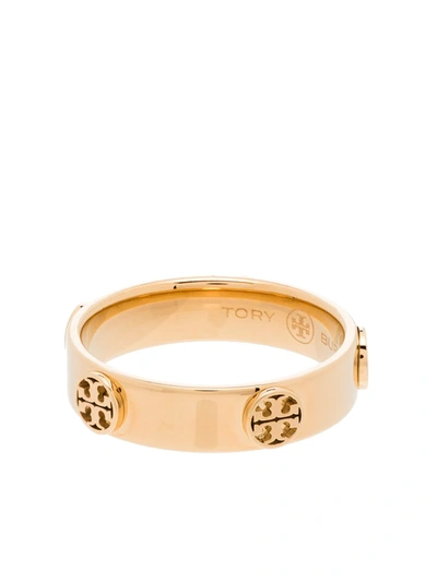 GOLD TONE RAISED SERIF T LOGO RING